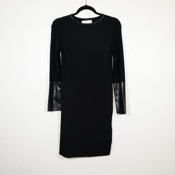 Harrison Hollis Black‎ Faux Leather Insert Mini Dress Size Small - Picture 1 of 6